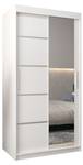 ARMOIRE À PORTES COULISSANTES VERONA 2 Gris miroir - Blanc - Largeur : 100 cm