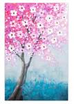 Acrylbild handgemalt Flower Tale Blau - Pink - Massivholz - Textil - 60 x 90 x 4 cm