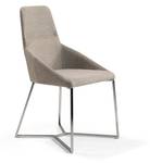 Chaise en tissu et pieds en acier chromé Beige - Textile - 50 x 91 x 61 cm