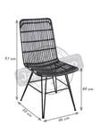 Stuhl aus Rattan und Metall "Maïa" Schwarz - Rattan - 46 x 91 x 58 cm