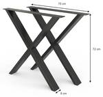 Tischkufen Loft 72cm Schwarz X-Form Schwarz - Metall - 70 x 72 x 8 cm