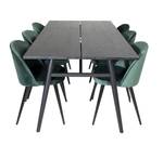 Essgruppe Sleek (7-teilig) Schwarz - Massivholz - 95 x 75 x 195 cm