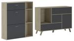 Buffet- Eiche/Grau Set Schuhschrank,