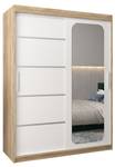 Armoire à portes coulissantes promo v2 Imitation chêne de Sonoma - Blanc - Largeur : 150 cm - 2 porte