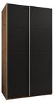 Armoire Lux 1 Noir - Imitation chêne - Argenté - Largeur : 140 cm