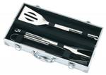 Barbecue-Grillset aus Edelstahl im Silber - Metall - 10 x 8 x 37 cm