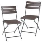 Lot de 2 chaises pliantes Lillestrøm Marron - Métal - Matière plastique - 46 x 81 x 58 cm