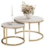 Runder Couchtisch CIRI 2in1 LEVANTO GOLD Weiß - Holzwerkstoff - 70 x 48 x 70 cm