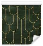 Papier Peint Motif GÉOMÉTRIQUE Art Deco Beige - Vert - Papier - Textile - 53 x 1000 x 1000 cm