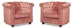 Sessel CHESTERFIELD 2er-Set Hellrosa - Tiefe: 82 cm