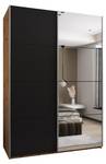 Armoire Lux 3 Noir - Imitation chêne - Argenté - Largeur : 180 cm