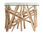 Console rectangulaire branches bois Beige - Verre - 13 x 14 x 13 cm