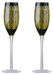Midnight Peacock Champagnerflöten x2 Schwarz - Glas - 7 x 25 x 7 cm