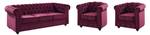 Couchgarnitur CHESTERFIELD 3er-Set Bordeaux