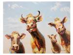 Impression sur toile Agathe et ses amies Marron - Bois massif - Textile - 100 x 75 x 4 cm