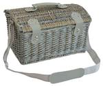 Picknickkorb Folldal Beige - Grau - Violett - Massivholz - Holzart/Dekor - 40 x 25 x 28 cm