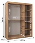 Armoire à portes coulissantes promo v2 Imitation chêne de Sonoma - Blanc - Largeur : 150 cm - 2 porte