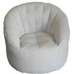 Runder gepolsterter Sessel Weiß - Echtleder - 80 x 80 x 80 cm