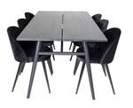 Essgruppe Sleek (7-teilig) Schwarz - Massivholz - 95 x 75 x 195 cm