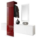 Garderobe Carlton Set 1 Weiß 4tlg. Hochglanz Bordeaux - Weiß