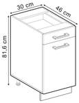 Küchenschrank mit Schublade R-Line 46054 Anthrazit - Schneeweiß - 30 x 82 x 60 cm