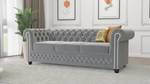 Sofa Karl 3-Sitzer Chesterfield Grau