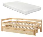 Lit enfant Sonkajärvi avec matelas Marron - Bois massif - Bois/Imitation - 96 x 69 x 206 cm