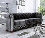 Chesterfield Ely 3-Sitzer Steppsofa Schwarz