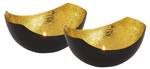 Teelichthalter 2-teilig Love Schwarz - Gold - Metall - 15 x 7 x 12 cm