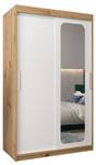 Armoire à portes coulissantes promo t2 Imitation chêne - Blanc - Largeur : 120 cm - 2 porte