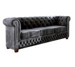 Chesterfield Ely 3-Sitzer Steppsofa Schwarz