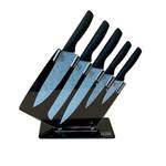 Jade Knife Set 6-teilig mit Messerblock Türkis - Metall - 26 x 28 x 12 cm