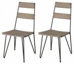 Lot de 2 chaises de jardin teck Gris - Bois massif - Bois/Imitation - 58 x 95 x 46 cm