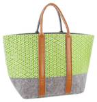 Filz-Tasche Green Blossom Grau - Grün - Textil - 45 x 50 x 25 cm