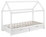 Lit Enfant Lund 90 x 200 cm Blanc - Bois massif - 98 x 150 x 206 cm