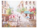 Kunstdruck handbemalt Hometown Beige - Rot - Massivholz - Textil - 100 x 75 x 4 cm