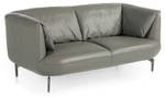 Sitzer-Sofa mit grauem Rindsleder Grau - Echtleder - Textil - 175 x 78 x 90 cm