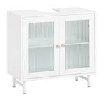 Meuble sous lavabo BZR115-W Blanc - Bois manufacturé - Verre - 60 x 58 x 30 cm