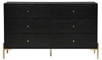 Commode basse MILAVIA Noir - Bois manufacturé - 40 x 82 x 140 cm