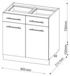 Küchenunterschrank Fame-Line 38347 Hochglanz Weiß - Sonoma Eiche Trüffel Dekor - 80 x 82 x 51 cm