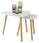 Lot de 2 Tables d'Appoint FBT74-W Blanc - Bambou - Bois manufacturé - 55 x 45 x 52 cm