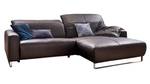 Ecksofa YORK Leder chocolate Relaxfunkt. Ecke davorstehend rechts - Schwarz