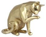 Harz-Skulptur Facettierter Katze Gold