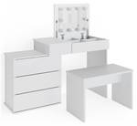 Schminktisch Lotos Sitzbank LED Weiß - Holzwerkstoff - 117 x 78 x 45 cm