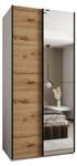 Armoire Lux 3 Noir - Imitation chêne - Blanc - Largeur : 110 cm