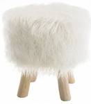 Hocker CHARLES Beige - Kunstfell - 40 x 43 x 40 cm