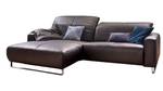 Ecksofa YORK Leder chocolate Relaxfunkt. Ecke davorstehend links - Silber