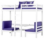 Lit enfant haut BasicJumbo Violet foncé - Blanc crème brillant - Blanc