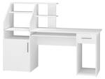 Bureau ordinateur Edwin blanc Blanc - Bois manufacturé - 166 x 117 x 50 cm