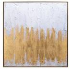 Tableau peint à la main Gleaming Hope Beige - Doré - Bois massif - Textile - 80 x 80 x 4 cm